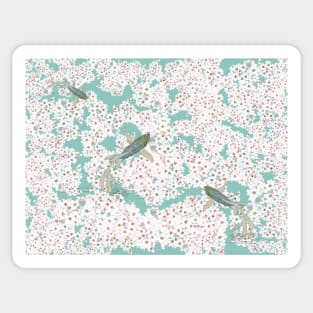 Serenity - KOI Swimming in White Blossoms Sticker